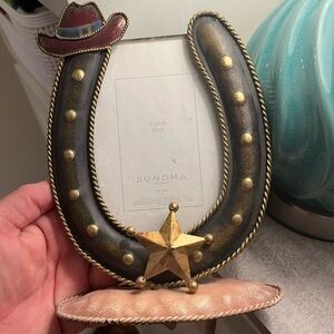 Sonoma Western Horseshoe Photo Frame - Brown and Gold 3 1/2” x 5”